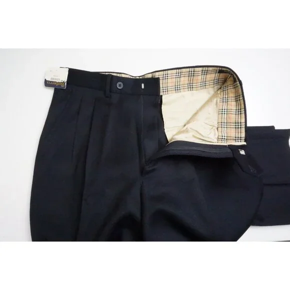 Burberry London Dark Blue 100% Cotton Mens Pants Trousers Sz 54 EU NEW